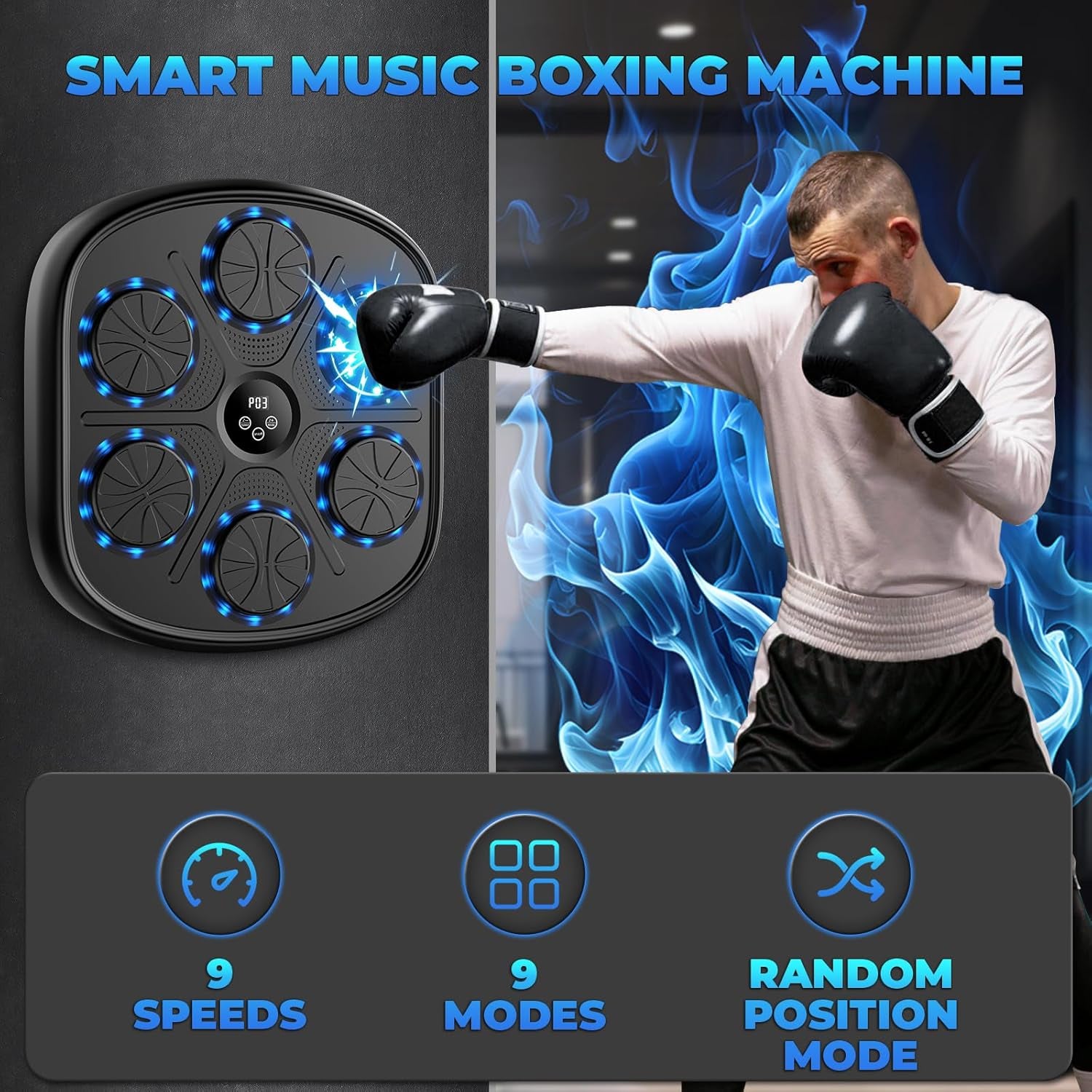 2025 Music Boxing Machine for Adults and Kids, Smart Bluetooth Boxing Machine Wall Mounted Music, Adjustable Hitting Sound Volume, Durable PU Material, Fitness/Lose Weight in Home